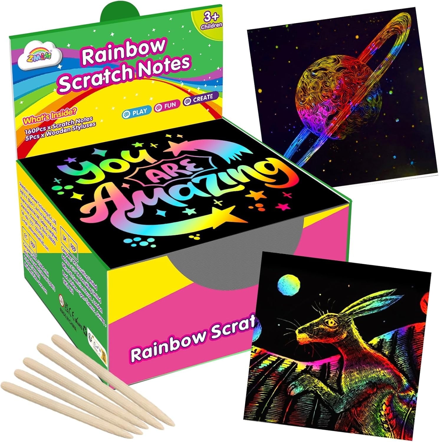 RKZDSR Rainbow Magic Scratch Paper Art Book Kit with Black Scratch