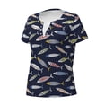 thumbnail image 3 of Wukai Sardine Casual V-Neck Graphic Tees for Women: Lightweight and Breathable Summer Tops with Stylish Design-XX-Large, 3 of 8