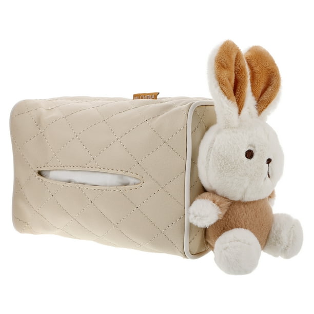 Lindo porta pañuelos para coche, caja de pañuelos con diseño de animales de peluche, divertido dispensador de pañuelos para coche, porta pañuelos colgante para coche, linda caja de pañuelos.