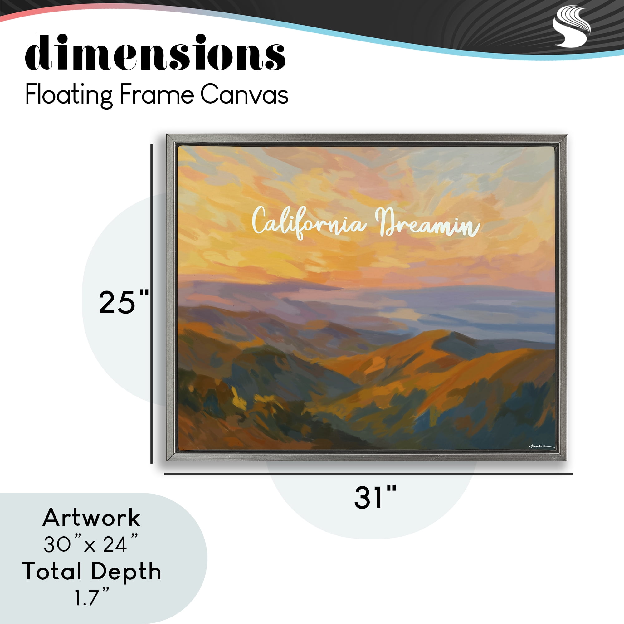 Stupell Industries California Dreamin' Mountains Gray Framed Floater Canvas Wall Art, design by Amelia Noyes