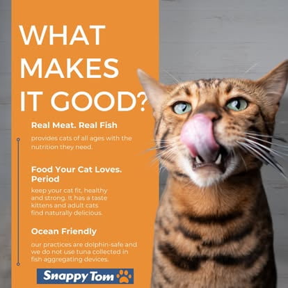 Snappy Tom "Lites" Tuna with Salmon. Wet Cat Food, 3 oz cans, 24 count