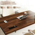 thumbnail image 4 of Enhomee Desk Small Desk with Power Outlet 40.1“W Computer Desk with Storage Bag, Brown & White, 4 of 8