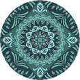 thumbnail image 1 of Ahgly Company Machine Washable Indoor Round Transitional Deep-Sea Blue Area Rugs, 7' Round, 1 of 7