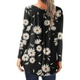 thumbnail image 3 of Patlollav Womens Casual Loose Crew Neck Button Long Sleeve Print Top, 3 of 6