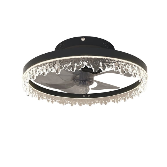 40×40×13CM 7 fan blades Black Ceiling Fan Lights for Home,Adjustable Color Temperature