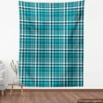 thumbnail image 3 of Ambesonne Plaid Fabric by the Yard Upholstery, Classic Crossing Line Squares, 2 Yards, Sea Blue Teal, 3 of 4