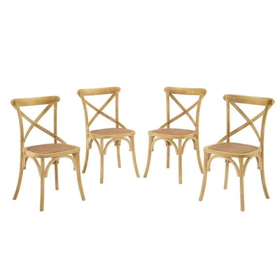 Modway Gear Dining Side Chair Set of 4 in Natural