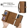 thumbnail image 4 of for Samsung Galaxy S24 Case for Women Men, Removable Durable PU Leather Magnetic Flip Strap Wristlet Zipper Purse Card Holder Detachable Wallet Phone Cases for Samsung Galaxy S24, Brown, 4 of 10
