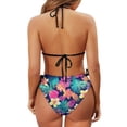 thumbnail image 6 of chaqlin Women's Tropical Floral Halter Bikini Set Two Piece Triangle Swimsuit with Tie Sides Sexy Quick Dry Bathing Suit for Beach Vacation, 6 of 9