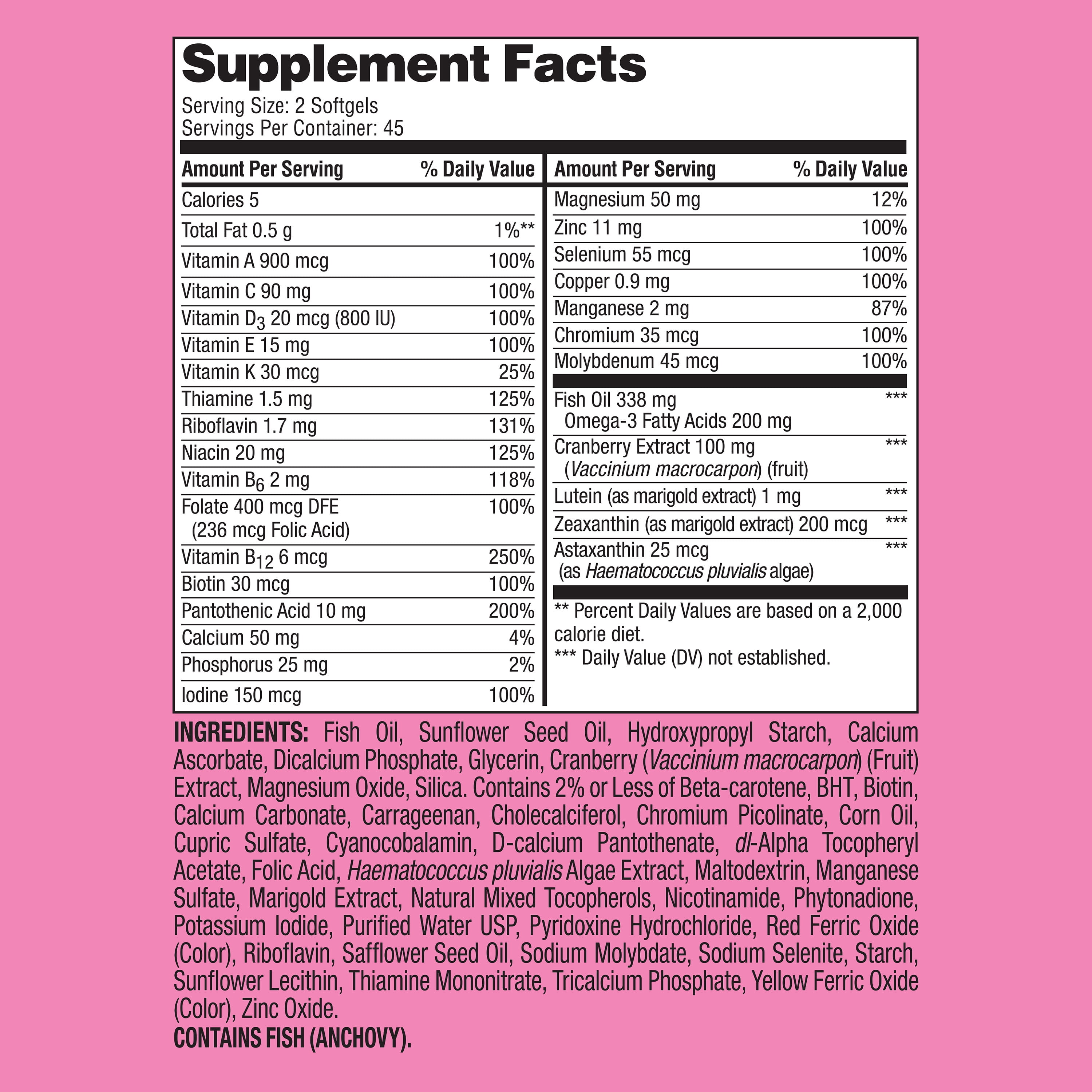 Spring Valley Women's Complete Multi Vitamin Plus Omega-3 Mini Soft gels, 90 Ct