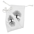 thumbnail image 2 of Tree of Life Fabric Pouch Set of 2, Plant Silhouette Roots and Branches Reflection Shadow Monochrome Illustration, Drawstring Bag for Toiletries Masks and Favors, 9" x 6", Black White, by Ambesonne, 2 of 2