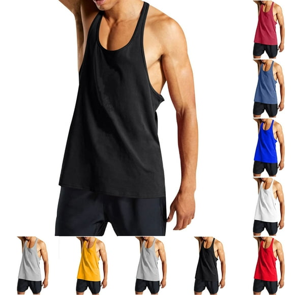 Txeol Limited Time Deal Gym Tank Tops for Men Lightweight Breathable Sleeveless Shirts Y Back Bodybuilding Fitness Workout Basic Tees,Wine,XL