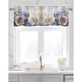 thumbnail image 2 of Blue Pink Roses Kitchen Valances for Windows Farmhouse Linen Window Valance Curtain for Living Room Window Treatment Retro Botanical Flowers Wooden Valance Rod Pocket Topper Drape, 60 x 18 Inch, 2 of 6