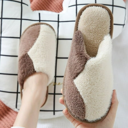 

CoCopeaunt Winter New Home Furry Slippers Indoor Soft Bottom Warm Non-slip Floor Cotton Slippers for Men and Women Shoes For Bedroom