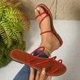 thumbnail image 5 of Viluyesy Women's Slides Sandals, Round Open Toe Simple Solid Color Slip-On Summer Casual Beach Flat Shoes Red, 5 of 9