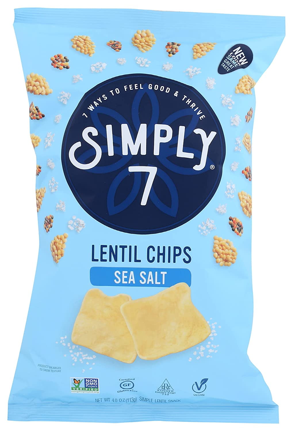Simply 7 Lentil Chips Gluten Free Sea Salt 4 oz