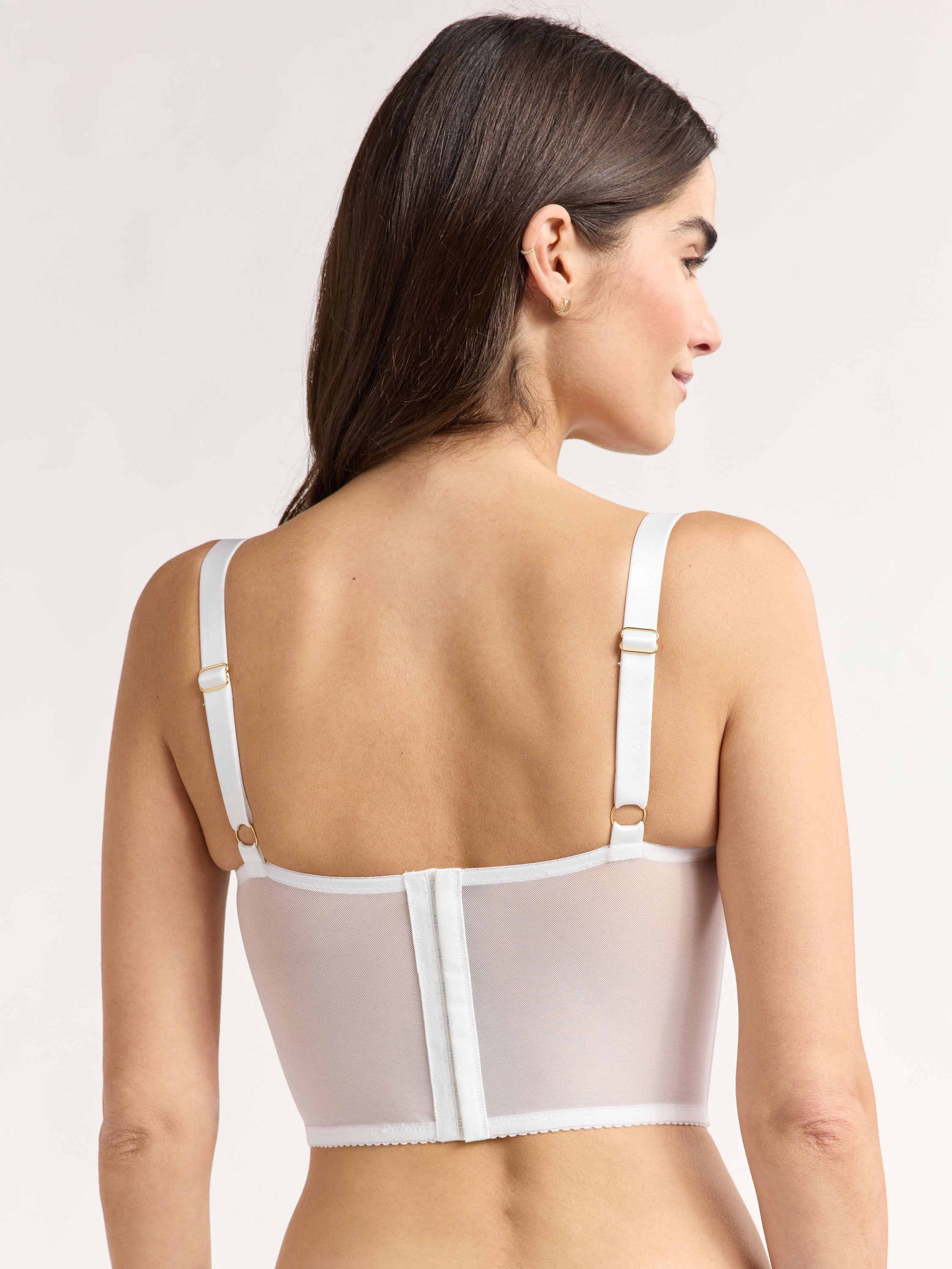 Joyspun Women's Bridal Satin Bustier with Lace Trim, Sizes S-XXXL