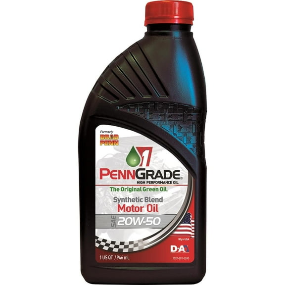 Penn Grade 1 SAE 20W50 Synthetic Blend Performance Engine Oil, 1 Qt.
