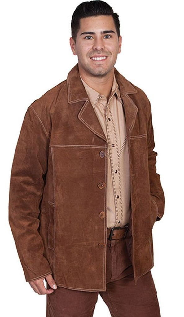 Scully Western Jacket Mens Leather Button Notch Lapel Bark 975-81 ...