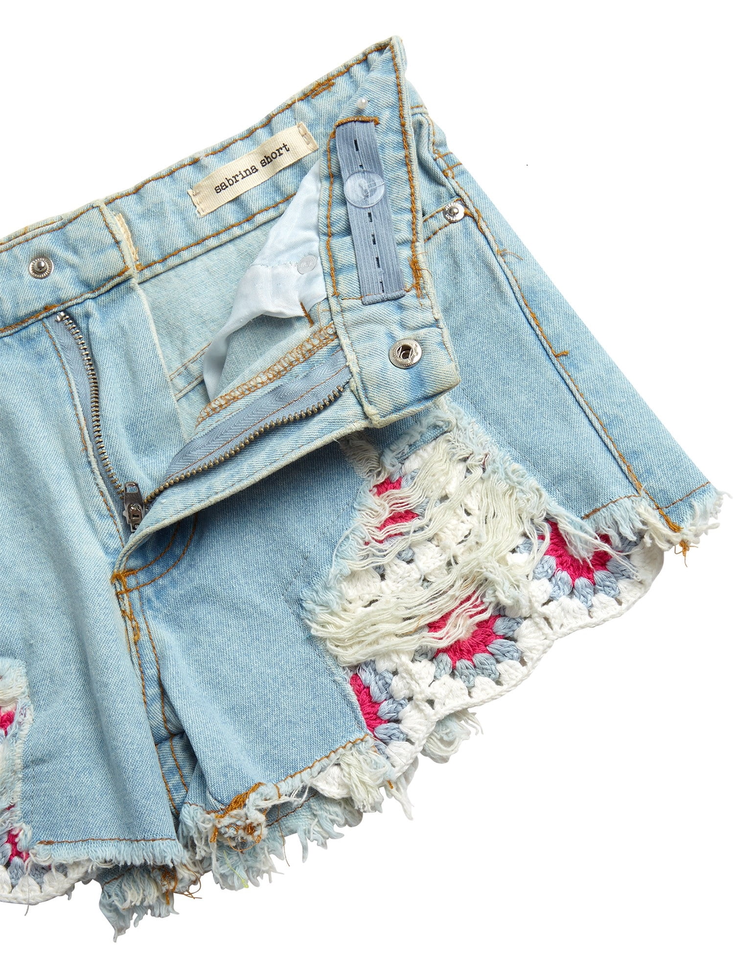 Jessica Simpson Girls' Vintage Wash Crochet Pocket Denim Short, Sizes 7-16