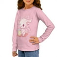 thumbnail image 2 of Jiueut Pink Axolotl Graphic Tees Long Sleeve Shirts Size 9-10 Y Teenage Girl Toddler Clothes for Kids Shirts Crewneck Winter Warm Bottom Top Slim Fit Girls' Layering Tees, 2 of 7