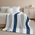thumbnail image 3 of Flannel Fleece Throw Blanket Navy Blue Stripe Gray Linen Lightweight Soft Plush Blankets,Geometric Minimalist Style Cozy Warm Throw Blanket for Couch Sofa Bed Car Office All Season Use 60x80in, 3 of 9