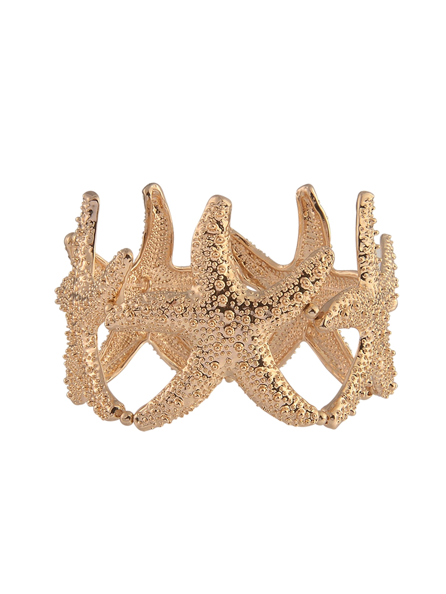 Time and Tru Adult Female Gold-Tone Metal Textured Starfish Stretch Bracelet