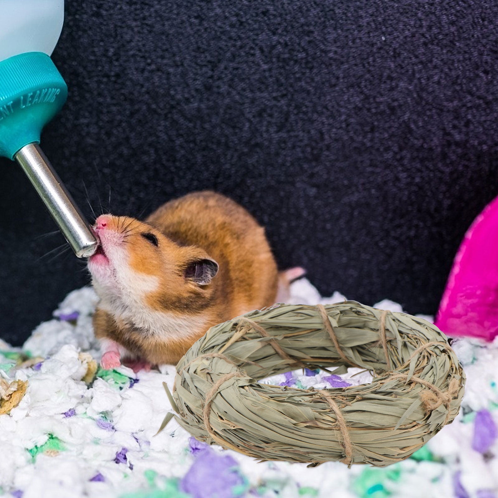 Amosfun 4-Pack Natural Woven Grass Chew for and Hamsters, Pet Toys for Small Animals