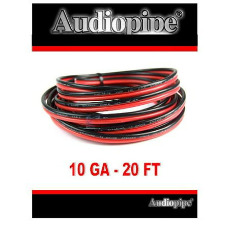 Audiopipe 20' Feet 10 GA Gauge Red Black 2 Conductor Speaker Wire Audio