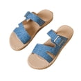 thumbnail image 5 of Blue Ladies Bohemian Flat Sandals One Strap 2026 Women'S Straw Linen Casual Shoes Breathable Spring Summer Daily Footwear, 5 of 6