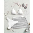 thumbnail image 2 of Women's Bikini Sets, 3 Piece Halter Swimsuits for Women with Sarong Cover Up Skirt, Summer Beach Swim Outfits (M, White), 2 of 6