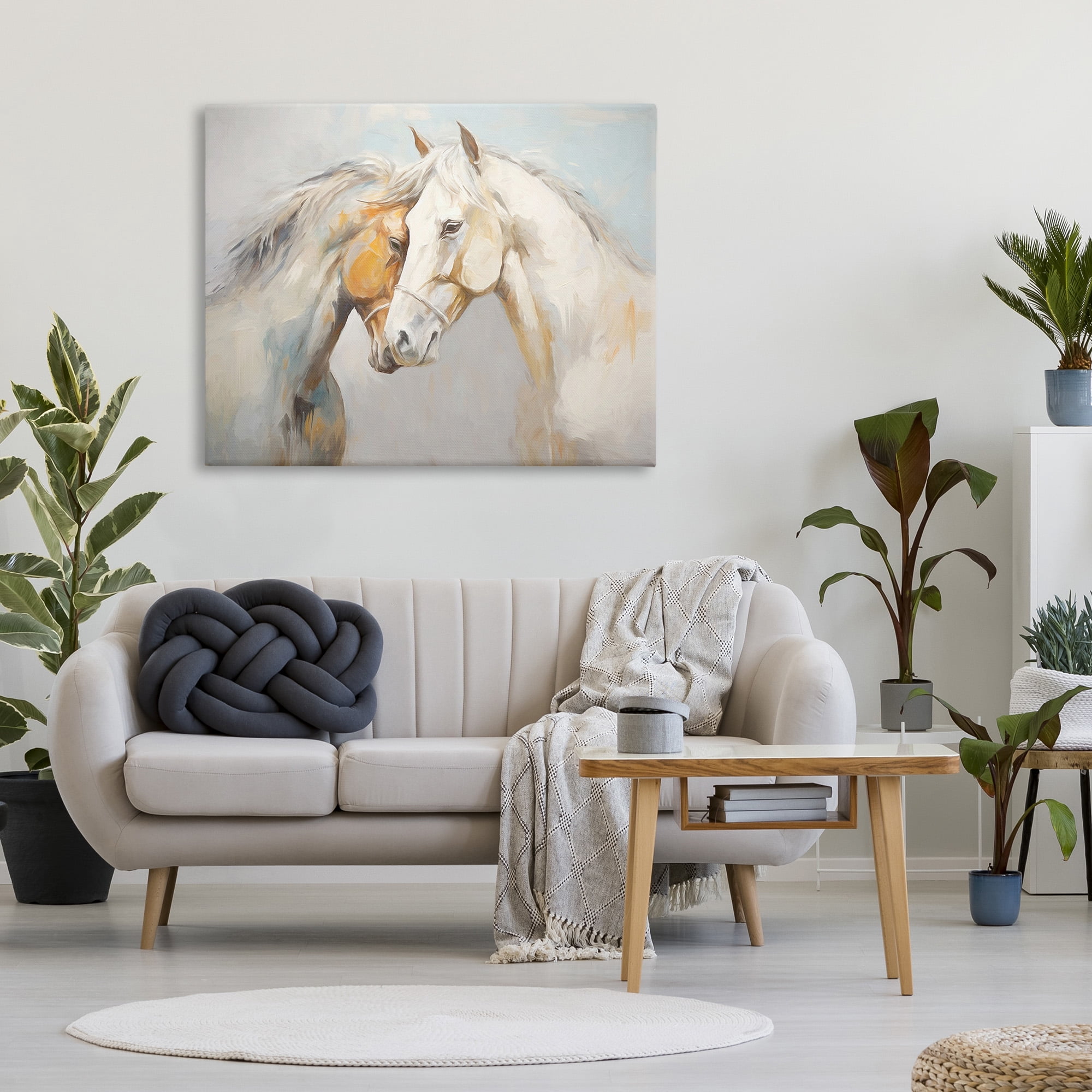Stupell Industries Grey Horse Hugs Animals & Insects Painting Gallery Wrapped Canvas Art Print Wall Art, 48 x 36