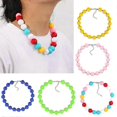 thumbnail image 2 of Colorful Resin Beaded Statement Choker Necklace Acrylic Chunky Beads Necklace--Green-Product code 60467 Yellow, 2 of 5