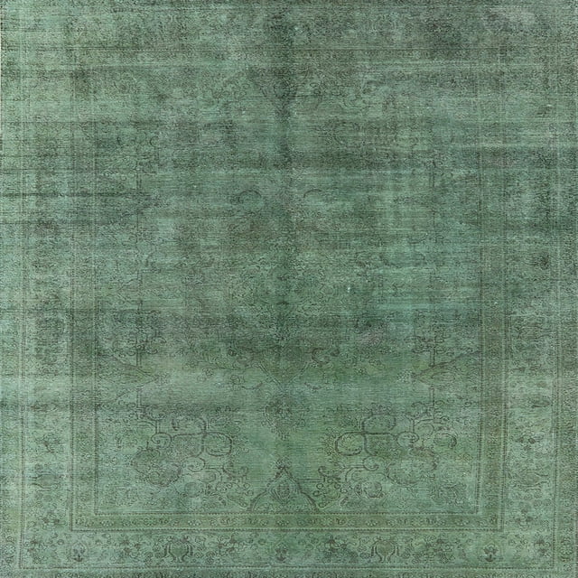 Ahgly Company Indoor Square Mid-Century Modern Pine Green Oriental Area Rugs, 5' Square
