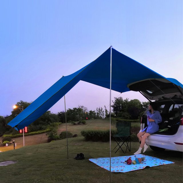 Sombra Del Refugio Del Coche Toldo para techo de coche, tienda de campaña Anti-UV para coche (azul oscuro, 300x150cm) Wdftyju Libre de BPA