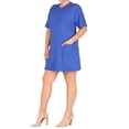thumbnail image 3 of Women's Plus Size Casual Relaxed Fit Short Sleeves Front Pockets Solid T-Shirt Dress, 3 of 4