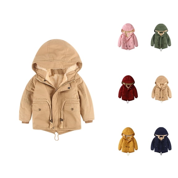 Girls Fashion Girls' Outerwear Jackets & Coats Kids Boys Girls Winter Thicken Coat Solid Hooded Jacket Toddler Windproof Thick Warm Outwear