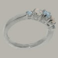 thumbnail image 3 of LBG British Made 10k White Gold Womens Ring Natural Aquamarine & Opal band Ring - 33 size options - Size 7.5, 3 of 6