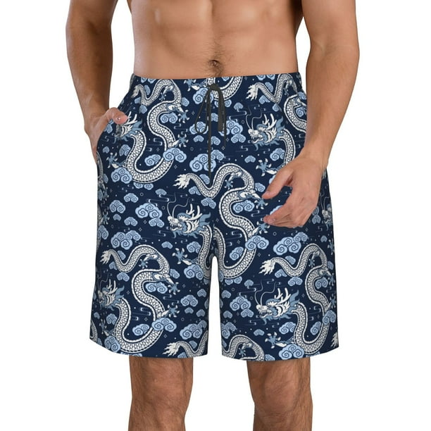 Fotbe Dragons Trajes de Baño Estampados para Hombre, Shorts de Verano de Secado Rápido, Ropa de Playa, Bañadores-Large
