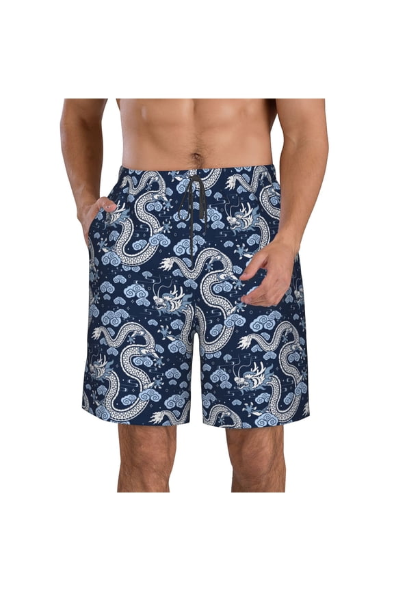 Dragons Men's Beach Shorts, Surfing shorts, Swim trunks, Quick Dry Swim Trunks for Surfing Beach Fun - Small