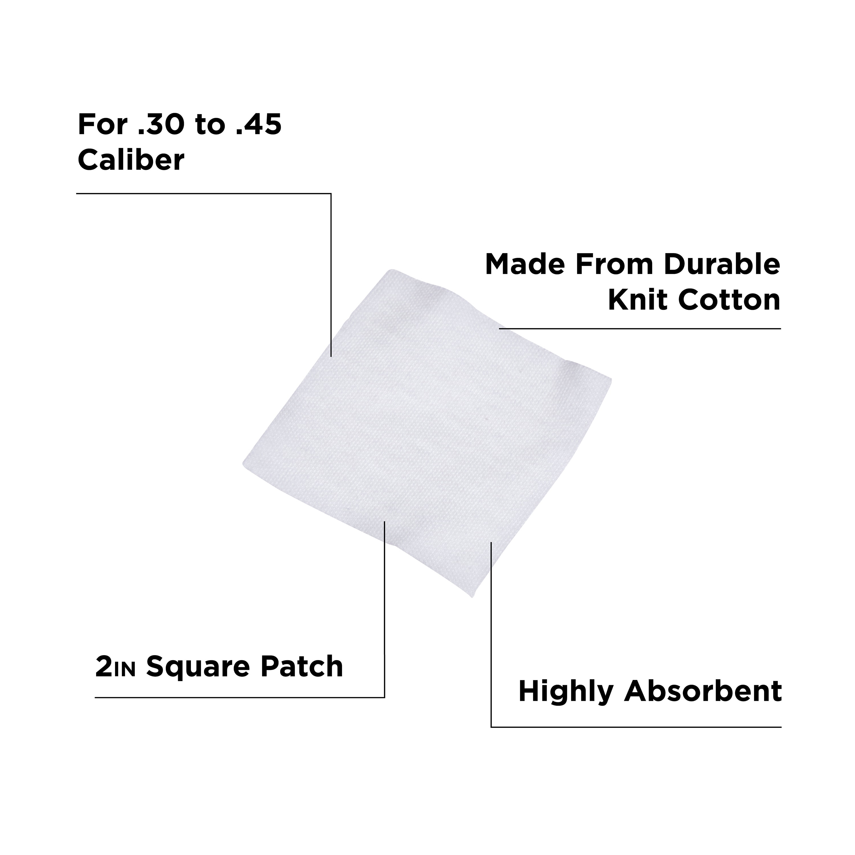 (2 pack) Allen Company 2" Firearm and Handgun Cleaning Patches, .30-.45 ACP Cal, 225-Pack, White, Cotton, n/a