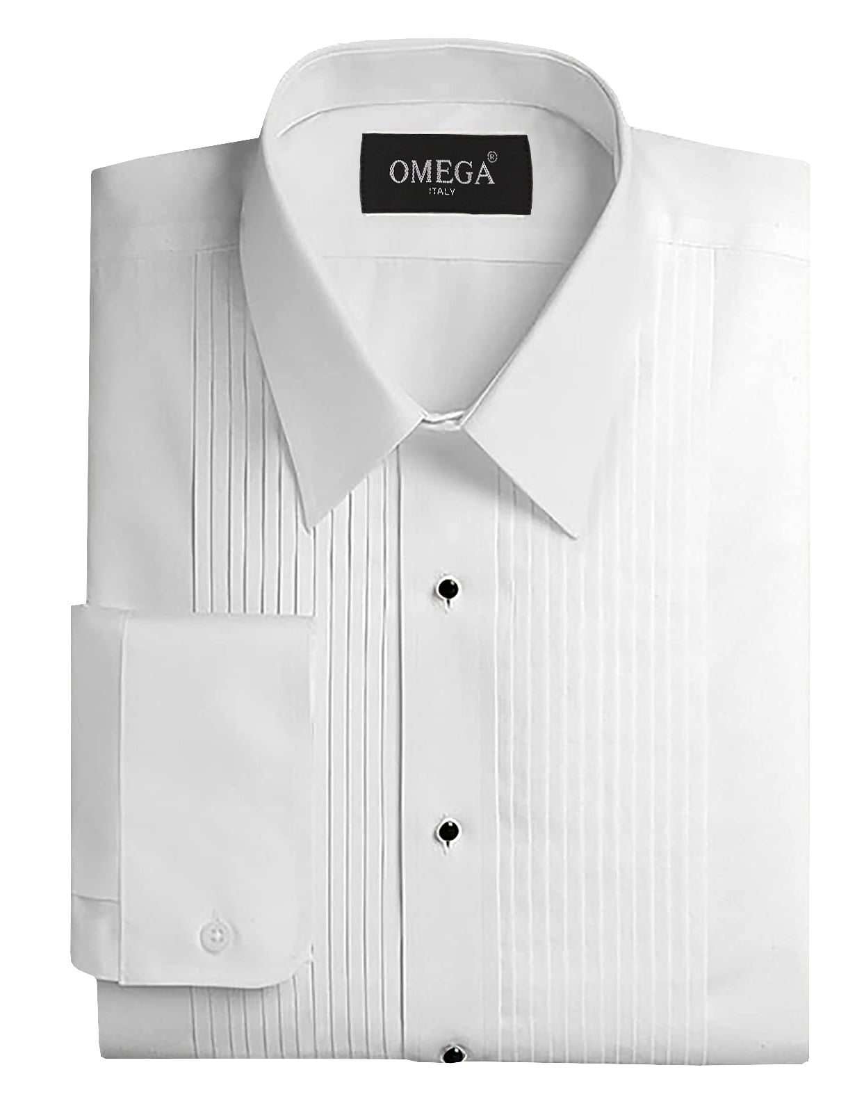 New Men's White Tuxedo Shirt Wing or Laydown Collar Standard Cuffs Pleated Front 
