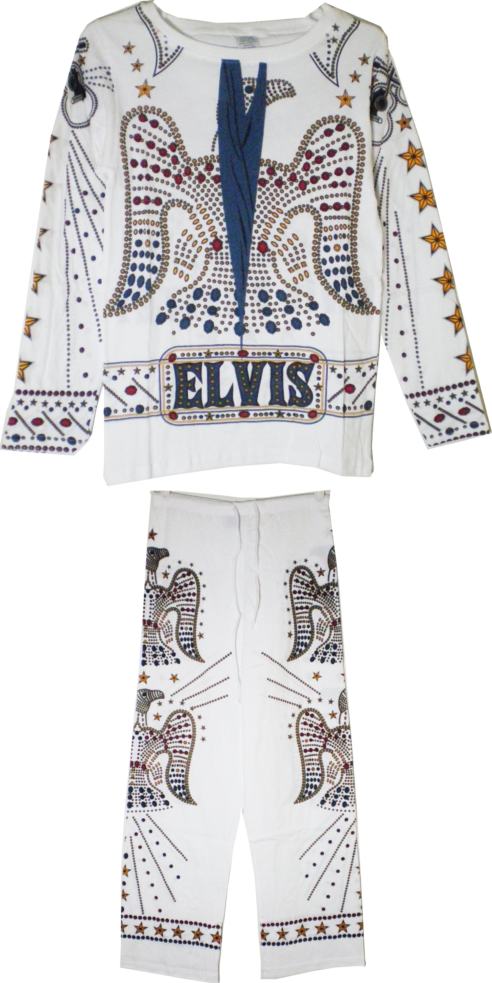 Elvis Presley Costume Jumpsuit Mens Pajamas [White L]