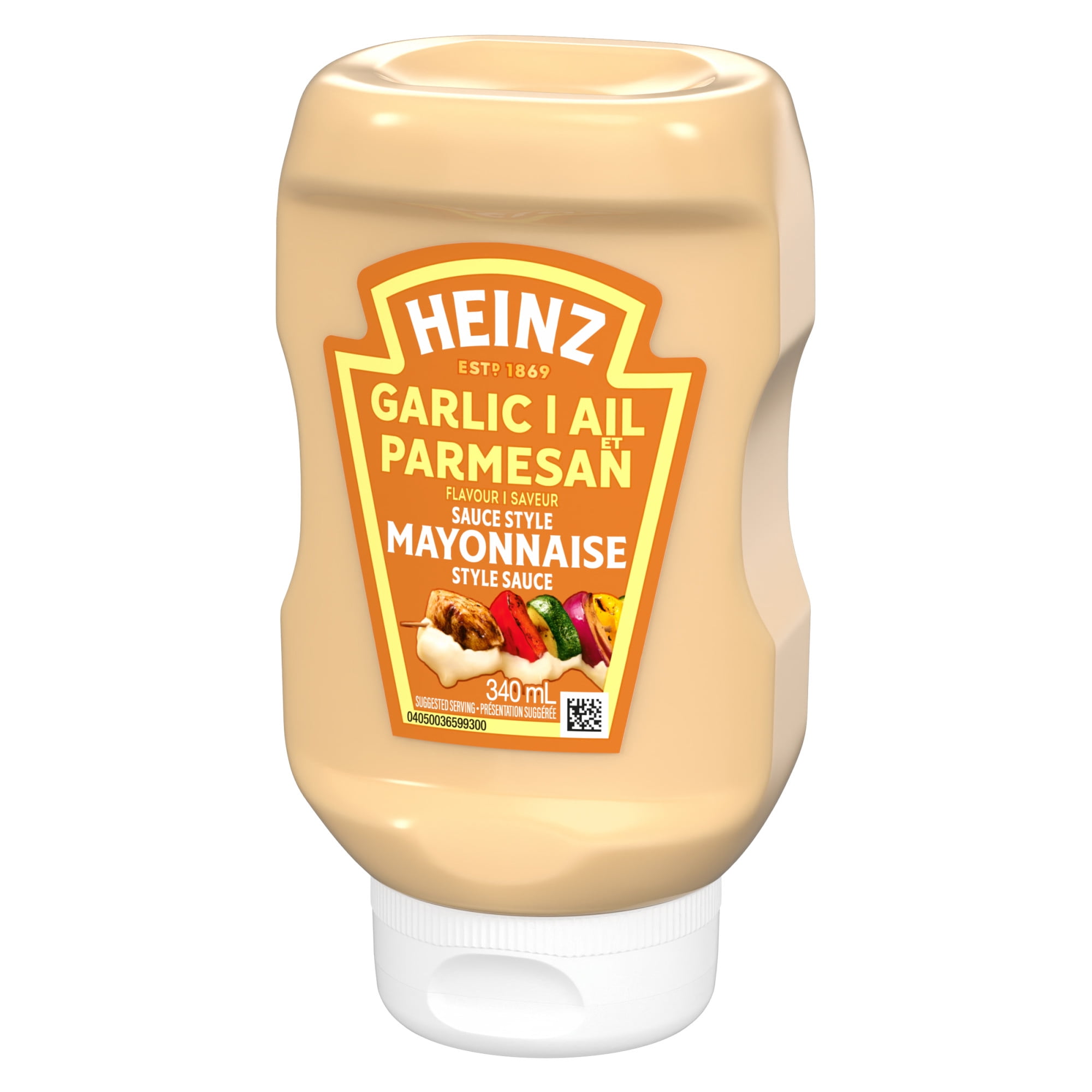 Heinz Garlic Parmesan Flavour Mayonnaise Style Sauce, 340 mL Bottle, 340mL