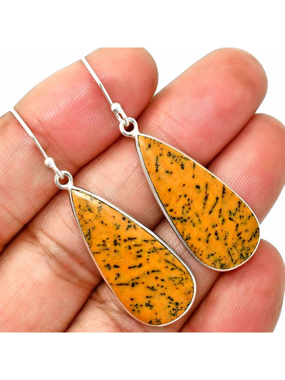 Natural Honey Dendritic Opal 925 Sterling Silver Earrings Jewelry E-1001 SDE84874