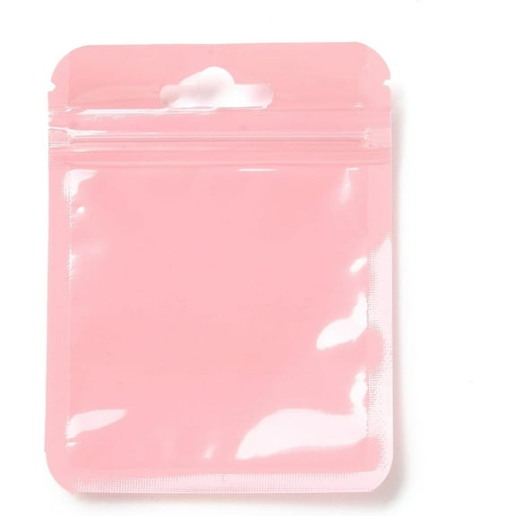 Generic 100Pcs 3x4 inch Plastic Zipper Gift Bags Light Coral Transparent Windows Resealable Gift Treats Favors Making DIY