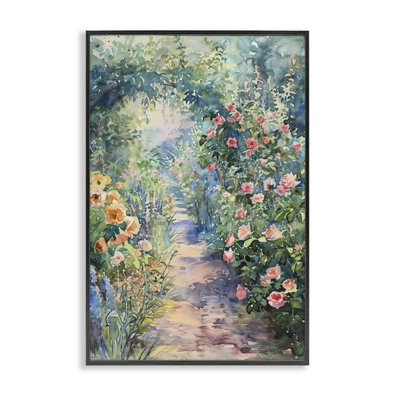 Stupell Industries Spring Garden Archway Landscape & Nature Painting Black Framed Art Print Wall Art, 12 x 18