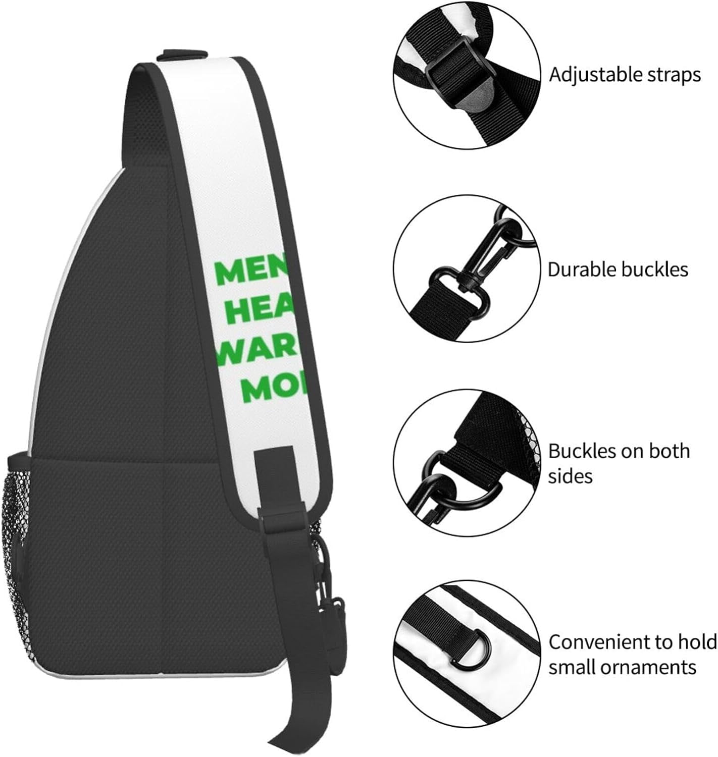 In July I Wear Green for Minority Mental Health Awareness Month Sling Bag Crossbody Hiking Travel Chest Bags Backpack Shoulder Daypack for Women Men