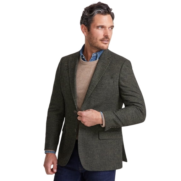 Nautica Mens Modern fit Sport Coat Blazer 40 L Olive Green Herringbone