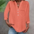 thumbnail image 2 of Womens Blouses Tops Trendy Stylish 3/4 Sleeve Pocket Detail Womens Golf Shirt,Orange,2XL, 2 of 7